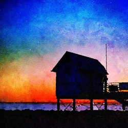 Sunset Over the Race Office Morecambe 12 x 12 Art Print