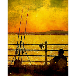 Fishing By The Bay  Art Print 10 x 12