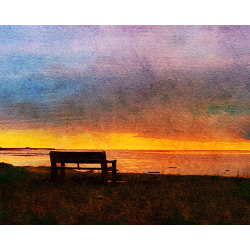 Sunset on the Bench Art Print 10 x 12